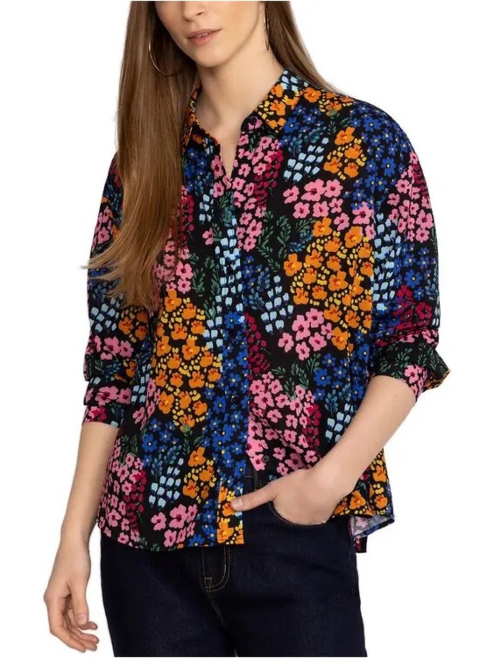 Johnny Was JADE ASTRID
Pleated Back Floral BUTTON
DOWN Blouse size Large